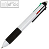 Vierfarb-Kugelschreiber, radierbar, Strichstärke: 0.35 mm, Kunststoff, weiß