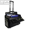 Pilotenkoffer mit Teleskopgriff & Rollen, Schloss, (B)485 mm, Leder, schwarz