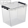Aufbewahrungsbox, 52 Liter, 39 x 50 x 41 cm, Deckel, PP, transparent/schwarz