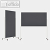 Moderationstafel 100 x180 cm, hoch o.quer, Filzbespannt, rollbar, grau/wei?