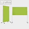 Moderationstafel 100 x180 cm, hoch o.quer, Filzbespannt, rollbar, Rollen, gr?n/w