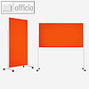 Moderationstafel 100 x180 cm, hoch o.quer, Filzbespannt, rollbar, orange/wei?
