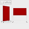 Moderationstafel 100 x180 cm, hoch o.quer, Filzbespannt, rollbar, rot/weiß