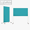 Moderationstafel 100 x180 cm, hoch o.quer, Filzbespannt, rollbar, t?rkis/wei?