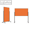 Moderationstafel 100 x180 cm, hoch o.quer, Filzbespannt, rollbar, orange/schwarz