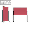 Moderationstafel 100 x180 cm, hoch o.quer, Filzbespannt, rollbar, rot/schwarz