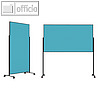 Moderationstafel 100 x180 cm, hoch o.quer, Filzbespannt, rollbar, t?rkis/schwarz