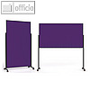 Moderationstafel 100 x180 cm, hoch o.quer, Filzbespannt, rollbar, violett/schwar