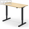 Sitz- / Stehschreibtisch, (B)1.200 x (T)650 x (H)715-1.205 mm, ahorn / schwarz