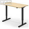 Sitz- / Stehschreibtisch, (B)1.600 x (T)650 x (H)715-1.205 mm, ahorn / schwarz