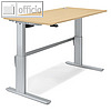 Sitz- / Stehtisch, (B)1.800 x (T)800 x (H)725-1.140 mm, ahorn / alusilber