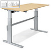 Sitz-/ Stehtisch, (B)1600 x (T)800 x (H)655-1305 mm, ahorn / alusilber, 264586