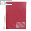 FolderSys Klemmmappe mit Schiene, A4, PP, vollfarbig rot, 10 St?ck, 13008-80