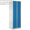 officio Spind, 2 Abteile, H170 x B590 cm, Zylinderschloss, Stahl, blau