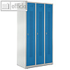 officio Spind, 3 Abteile, H170 x B870 cm, Drehriegelverschluss, Stahl, blau