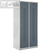 officio Spind, 2 Abteile, H170 x B80 cm, Zylinderschloss, Stahl, blaugrau