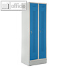 officio Spind, 2 Abteile, H180 x B59 cm, Zylinderschloss, Sockel, Stahl, blau
