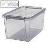 Aufbewahrungsbox COLOUR, 47 Liter, 39 x 59 x 31 cm, Deckel, PP, grau-transparent