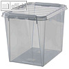 Aufbewahrungsbox COLOUR, 52 Liter, 39 x 50 x 41 cm, Deckel, PP, grau-transparent