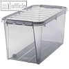 Aufbewahrungsbox COLOUR, 70 Liter, 40 x 72 x 38 cm, Deckel, PP, grau-transparent