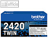 Brother Lasertoner, ca. 2x 3.000 Seiten, schwarz, 2 Stück, TN2420TWIN