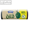 Öko-Mülleimerbeutel mit Zugband, 60 Liter, Recycling-Folie, grün, 8 Beutel