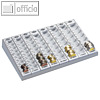 Z?hlbrett mit 8 losen M?nzrillen, 1 Cent - 2 EUR M?nzen, 270 x 188 x 48 mm, grau