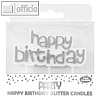 Kuchenkerze "Happy Birthday" zum Einstecken in Kuchen, (H)70 mm, silber