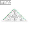 Geodreieck, Hypotenuse: 20 cm, mit Griff, Kunststoff, transparent/gr?n, 177090