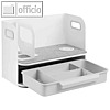 Schreibtisch Organizer mit Qi-Ladeger?t, (B)400 mm, Stahl, wei?/grau, DA-90442