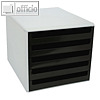 Schubladenbox mit 5 offenen Schüben, DIN A4, 285x357x26 cm, PS, grau/schwarz