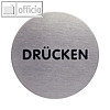 Durable Edelstahl-Piktogramm "Drücken", Ø 65 mm, 4900-61