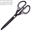 Schere mit gummierter Griffzone, (L)18 cm, rostfrei, Stahl, schwarz/grau