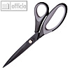 Schere mit gummierter Griffzone, (L)21.5 cm, rostfrei, Stahl, schwarz/grau