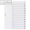 Kunststoff-Register DIN A4, 1-12, Schilder bedruckbar, 12-tlg., transparent