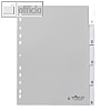 Kunststoff-Register DIN A4, blanko, Schilder bedruckbar, PP, 5-tlg., grau