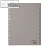 Kunststoff-Register DIN A4, blanko, Schilder bedruckbar, 10-tlg., PP, grau