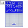 Millimeterpapier-Block DIN A4, 90 g/m², Rasterlinien, weiß/blau, 50 Blatt