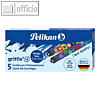 Pelikan Tintenpatronen für Füllhalter "griffix", königsblau, 5er Pack, 960583