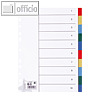 officio Kunststoff-Register blanko, DIN A4, 10-teilig/5-farbig, PP 125my, 1531