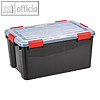 Allwetter Box mit Deckel, 50 l, 590 x 390 x 290 mm, wasserdicht, PP, schwarz