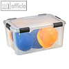 Allwetter Box mit Deckel, 50 l, 590 x 390 x 290 mm, wasserdicht, PP, transparent