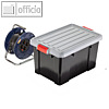 officio Stapelbox mit Deckel, 50 Liter, 590 x 385 x 318 mm, PP, schwarz