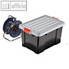 officio Stapelbox mit Deckel, 50 Liter, 590 x 385 x 318 mm, PP, schwarz, 6183