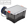 officio Stapelbox mit Deckel, 68 Liter, 635 x 446 x 335 mm, PP, schwarz