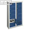 Fachschrank mit Etikettenrahmen, 2 x 6 F?cher, 82 x 45 x 20 cm, Stahl, blau