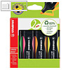 Textmarker, Keilspitze 2-5 mm, nachf?llbar, Kunststoff recycelt, sort., 4 St.