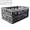 Klappbox "ida", 32 Liter, 480 x 350 x 230 mm, PP, grau/schwarz, 1022413000000