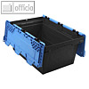 Euroboxen 32 Liter, 60x40x35 cm, hochschlagfest, Klappdeckel, PP, schwarz/blau