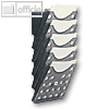 Wand-Prospekthalter, 5 F?cher DIN A4 hoch, Polystyrol, grau/transparent